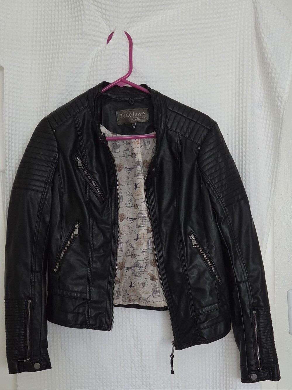 Black Faux Leather Moto Jacket - Women's